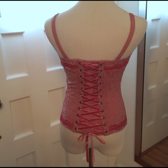 Tripp NYC S pink paisley hook and lace-up corset - Picture 2 of 6